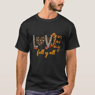 Hello Fall Pumpkin Love Fall YAll Leopard Peace Lo T-Shirt