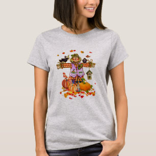 Hello Fall Pumpkin Scarecrow Autumn Thanksgiving T-Shirt