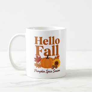 Hello Fall Pumpkin Spice Season Mug Autumn Harvest