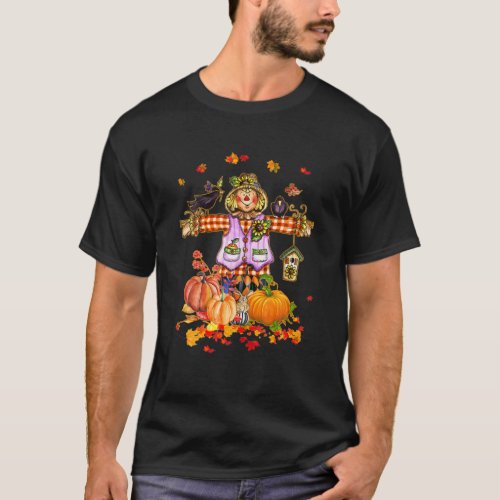 Hello Fall Pumpkin Thanksgiving Halloween Scarecro T_Shirt