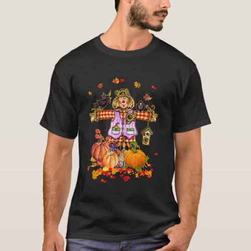 Hello Fall Pumpkin Thanksgiving Halloween Scarecro T_Shirt