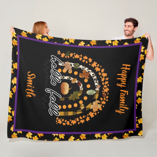 Hello Fall Pumpkin Trendy Fleece Blanket (In Situ)