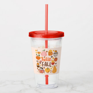 Hello Fall Pumpkins Acrylic Tumbler