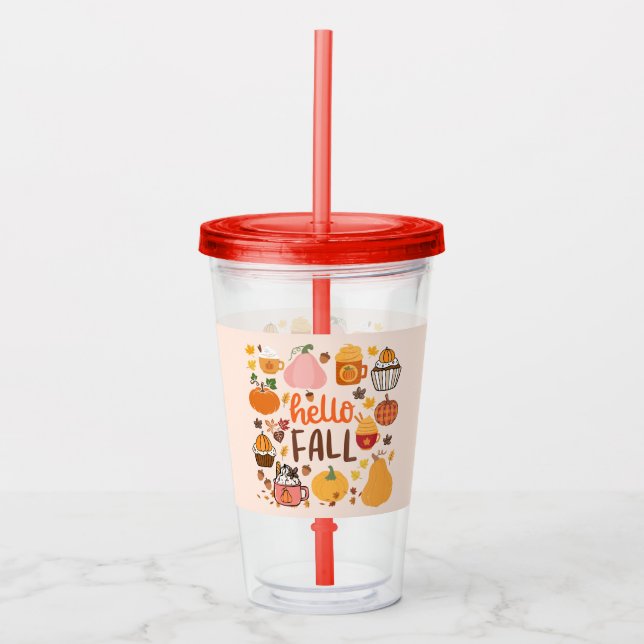Hello Fall Pumpkins Acrylic Tumbler (Front)
