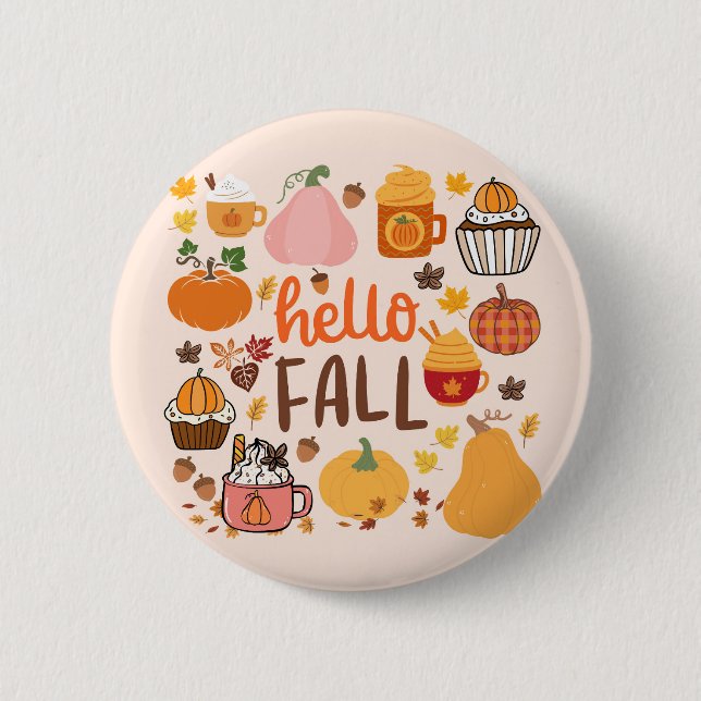 Hello Fall Pumpkins Button (Front)