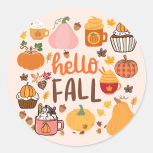 Hello Fall Pumpkins Classic Round Sticker