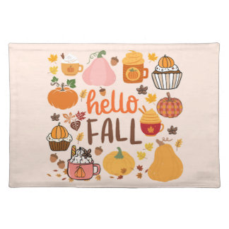 Hello Fall Pumpkins Cloth Placemat