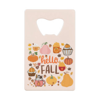 Hello Fall Pumpkins Credit Card Bottle Opener