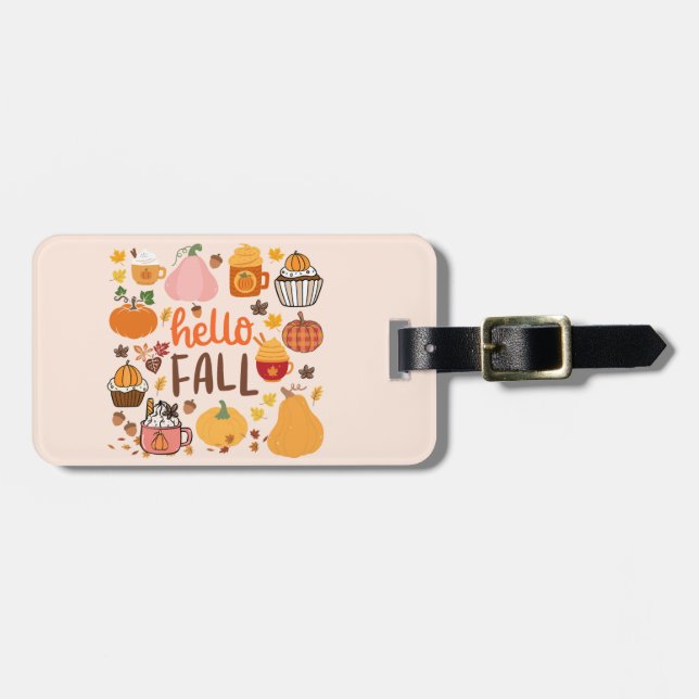   Hello Fall Pumpkins Luggage Tag (Front Horizontal)