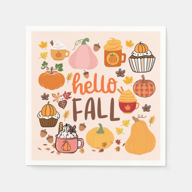 Hello Fall Pumpkins Napkins (Front)