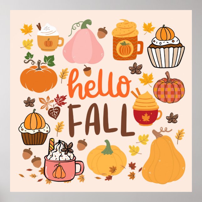 Hello Fall Pumpkins Poster (Front)