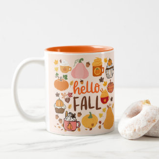 Hello Fall Pumpkins Two-Tone Coffee Mug