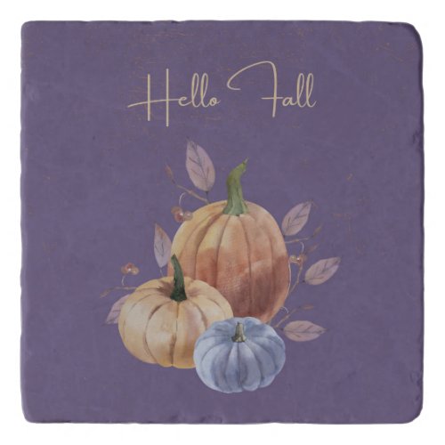 Hello Fall Purple Pumpkin Trivet