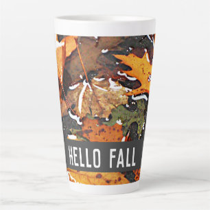 Hello Fall Rainy Leaves Latte Mug