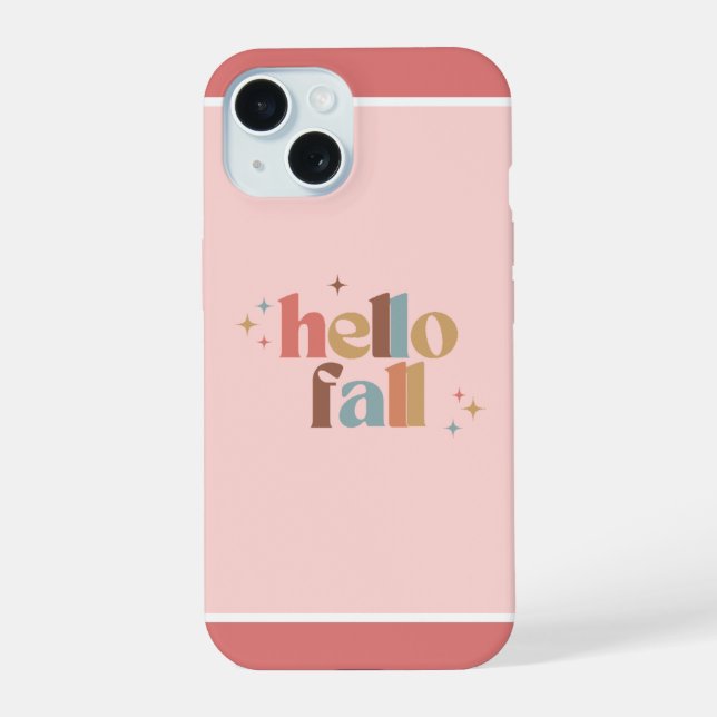 Hello Fall Retro Typography Iphone Case (Back)