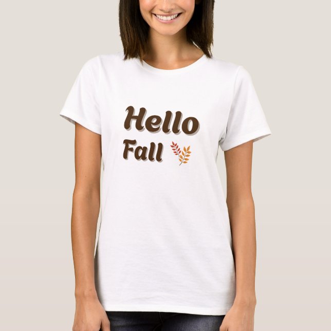 Hello Fall - Rustic Harvest Wheat Autumn Design T-Shirt (Front)