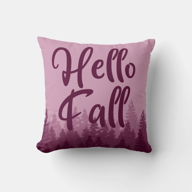 Hello Fall Season Throw Pillow (Front)