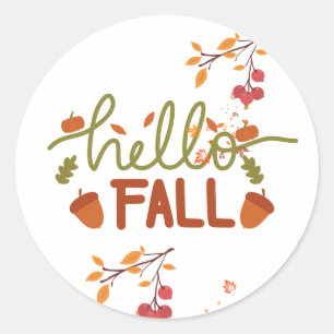 Hello Fall Stickers! Classic Round Sticker