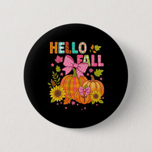 Hello Fall Thanksgiving Coquette Boho Floral Fall Button