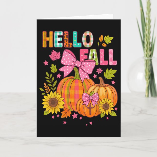 Hello Fall Thanksgiving Coquette Boho Floral Fall  Card (Front)