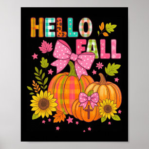 Hello Fall Thanksgiving Coquette Boho Floral Fall Poster