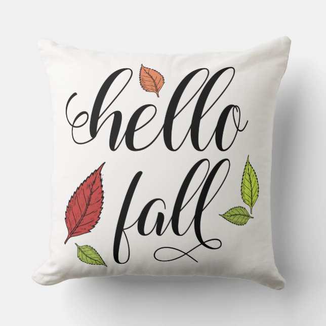 Hello Fall Throw Pillow (Front)