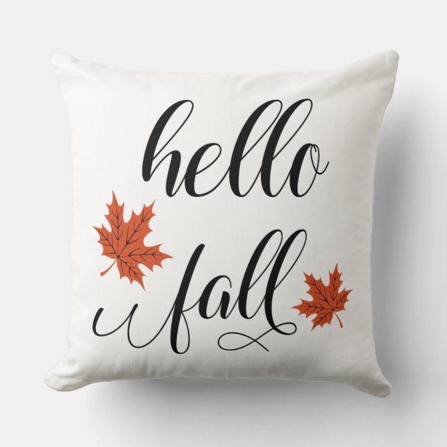 Hello Fall Throw Pillow (Front)