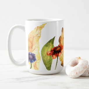 Hello Fall Typography Autumn Floral & Leaves Coffee Mug