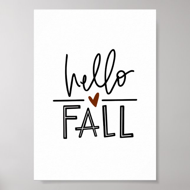 Hello Fall Typography Autumn Poster  (Front)