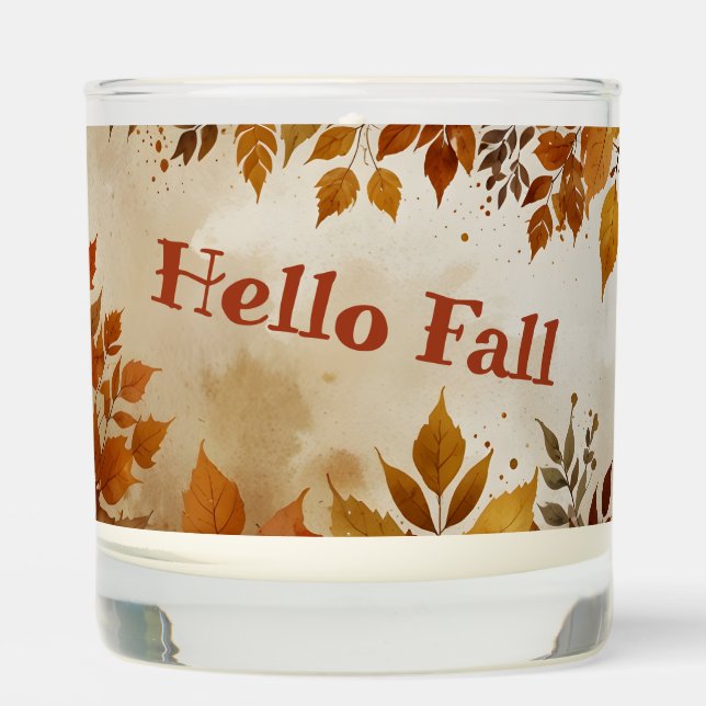 Hello Fall Vibes Autumn leaves Scented Candle (Front)