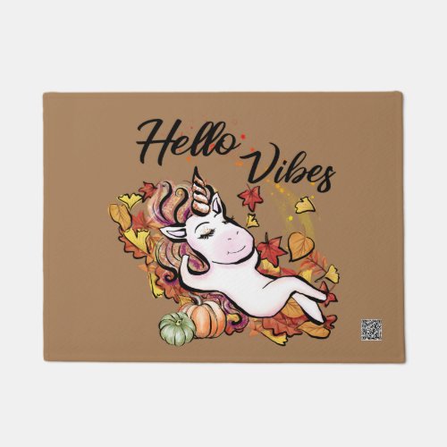 Hello Fall Vibes Unicorn Doormat