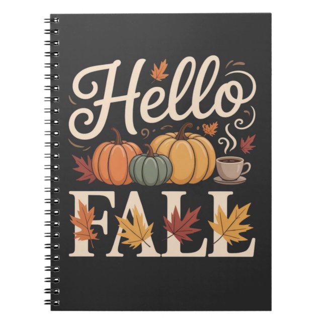 Hello Fall Vintage Autumn Style Notebook (Front)