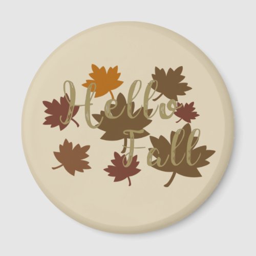 Hello Fall watercolor Autumn leaves Magnet