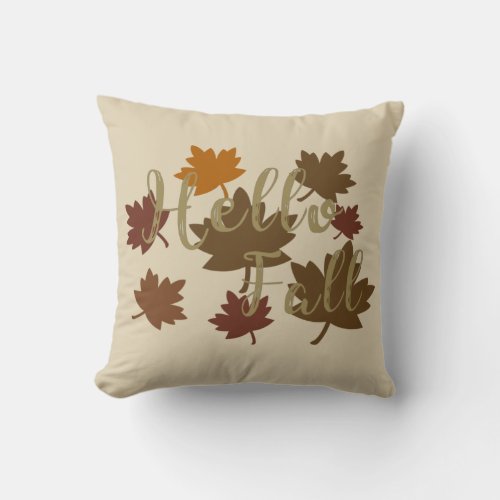 Hello Fall watercolor Autumn leaves october Throw Pillow