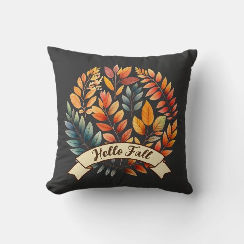Hello Fall Watercolor Autumn Leaves With Your Name Throw Pillow