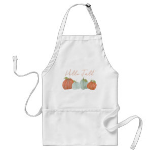 Hello Fall Watercolor Pumpkin Adult Apron