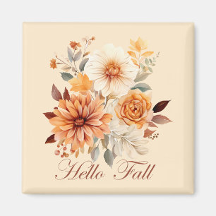 Hello fall Watercolor wildflowers leaves autumn Magnet