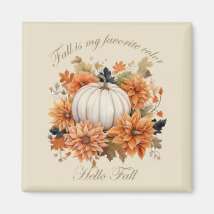 Hello fall Watercolor wildflowers leaves autumn Magnet
