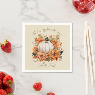 Hello fall Watercolor wildflowers leaves autumn Napkins