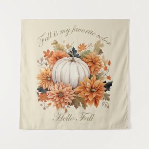 Hello fall Watercolor wildflowers leaves autumn Tapestry