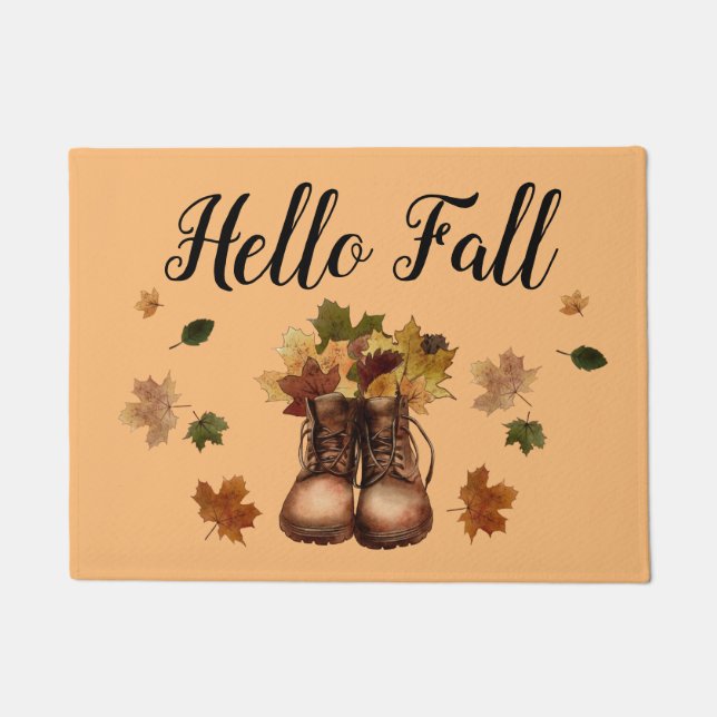 Hello Fall Welcome Orange Doormat (Front)