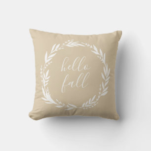 Hello Fall Welcome Wreath Throw Pillow