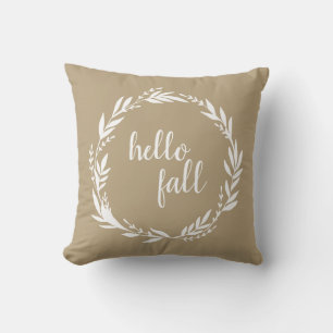 Hello Fall Welcome Wreath Throw Pillow