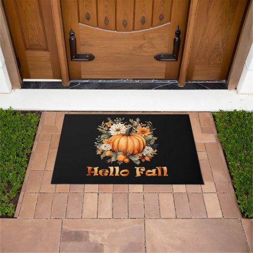 Hello Fall wildflowers and leaves Doormat