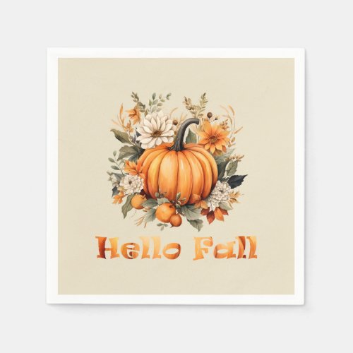 Hello Fall wildflowers and leaves Napkins