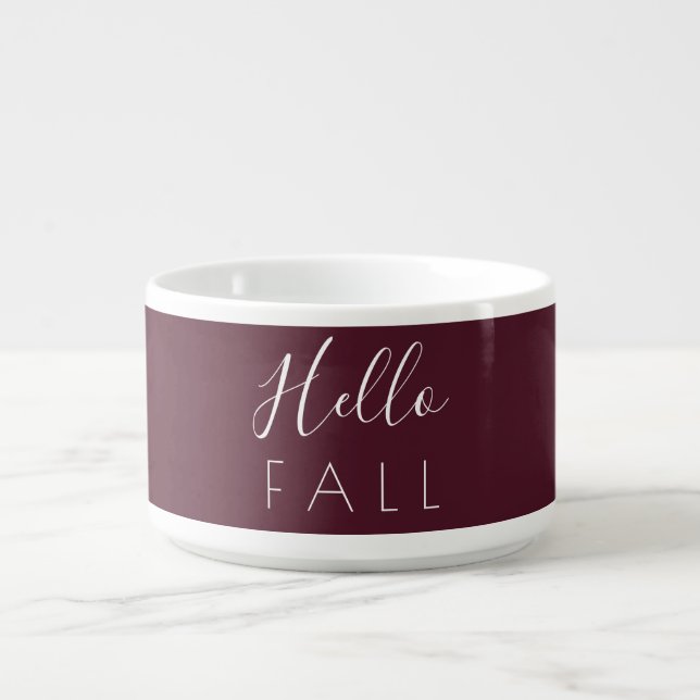 Hello Fall Wine Berry Minimalist Autumn Chili Bowl (Center)