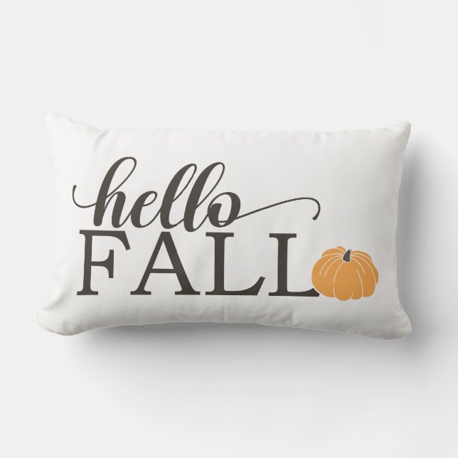 Hello Fall with Pumpkin Lumbar Pillow (Front)