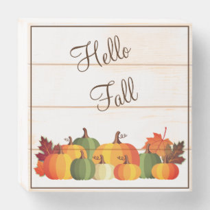 Hello Fall Wooden Box Sign