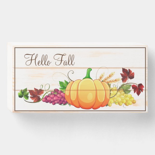 Hello Fall Wooden Box Sign (Front Horizontal)