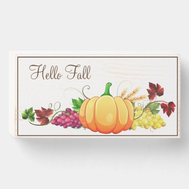 Hello Fall Wooden Box Sign (Front Horizontal)